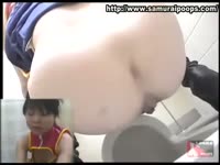 Japanese teen slut pooping in public toilet